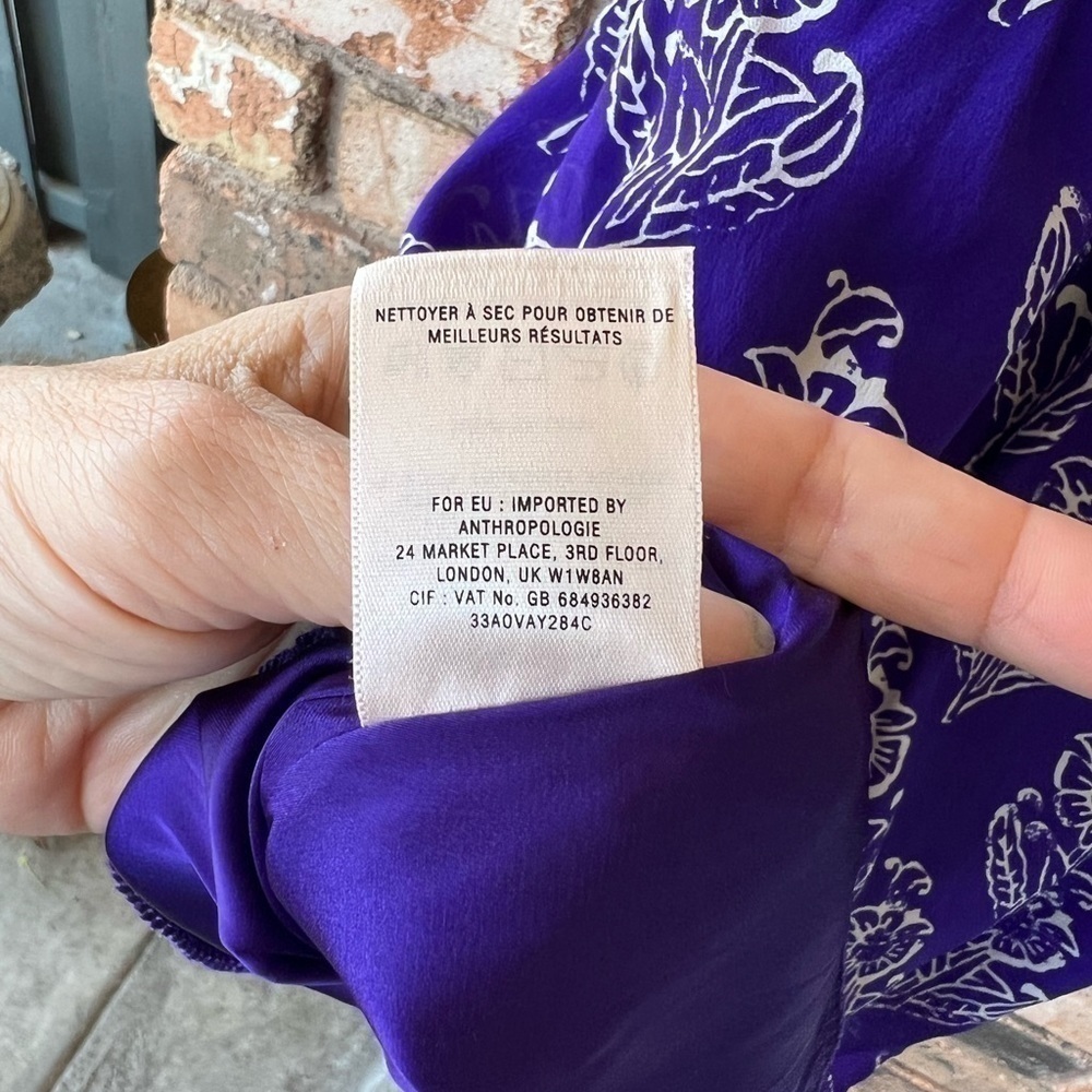 Anthropologie Maeve Petal Stamp Swing Dress Purple - Picture 5 of 10